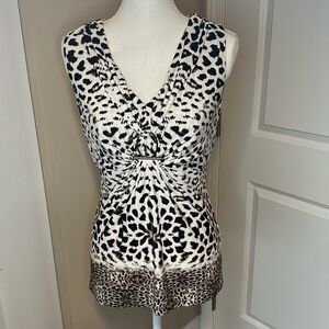 Ivanka Trump Leopard Print Sleeveless Top